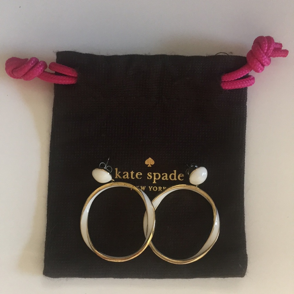Kate Spade Gold and White Hoop Earrings